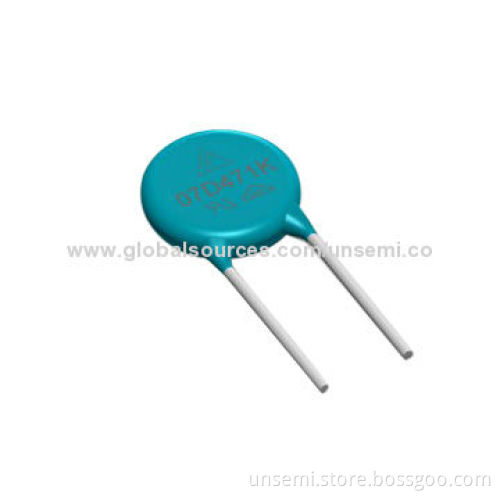 Radial lead metal oxide varistor, 25D, large absorbing transient energy capability